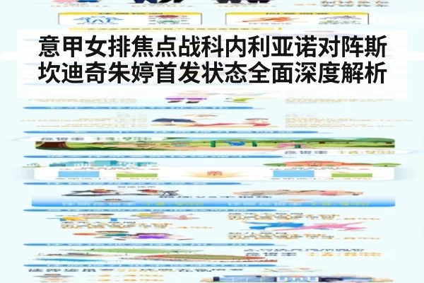 意甲女排焦点战科内利亚诺对阵斯坎迪奇朱婷首发状态全面深度解析